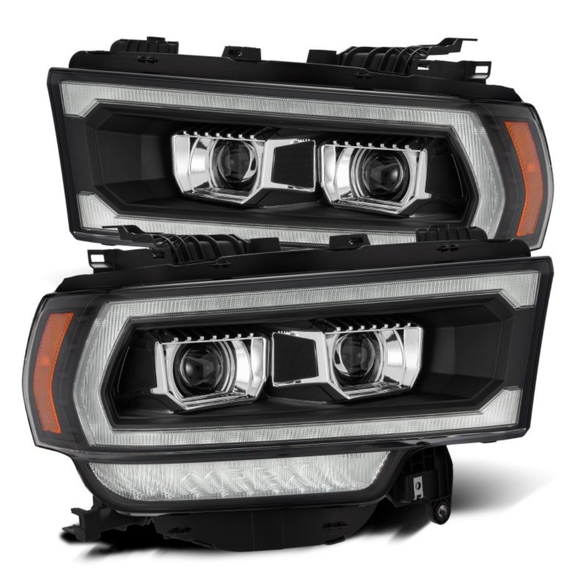 Picture of AlphaRex 19-21 Ram 2500 LUXX LED Proj Headlights Plank Style Black w-Activ Light-Seq Signal-DRL