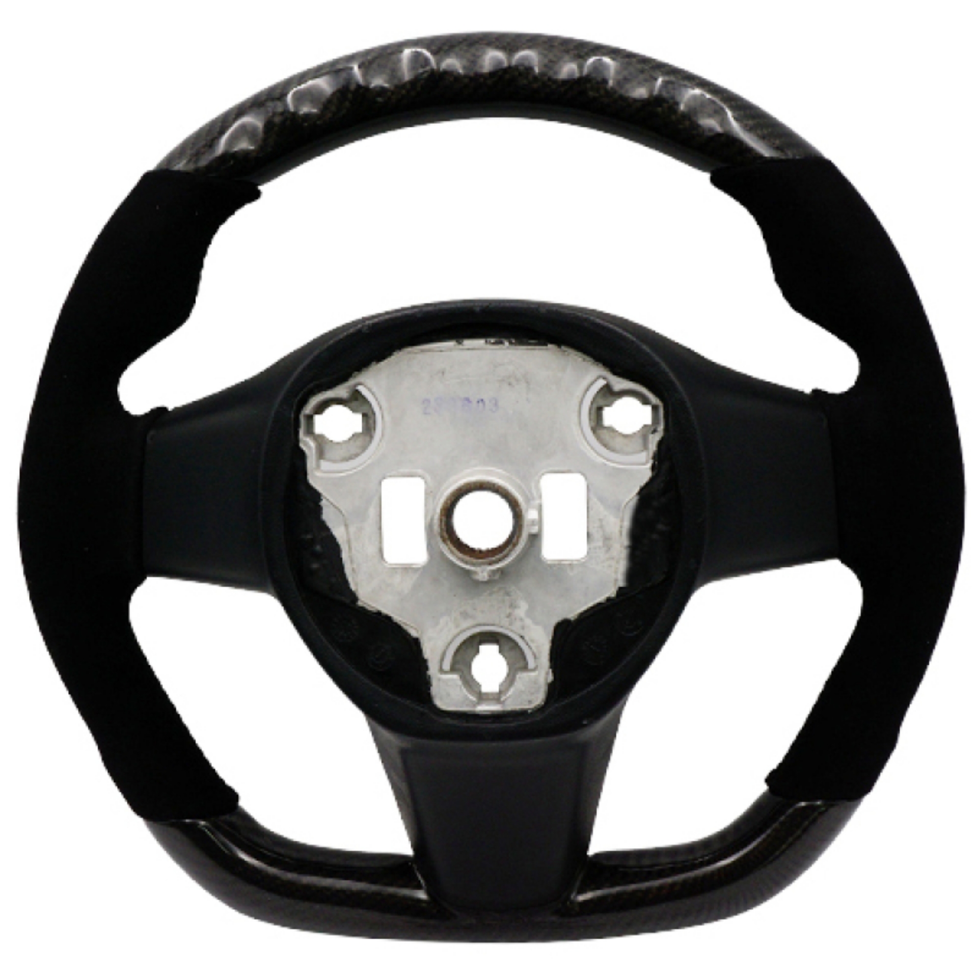 Picture of BLOX Racing Tesla Model 3 and Y Carbon-Alcantara Steering Wheel Black Stitching