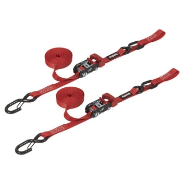 Picture of SpeedStrap 1In x 15Ft Ratchet Tie Down w- Snap FtSFt Hooks Soft Tie 2 Pack - Red