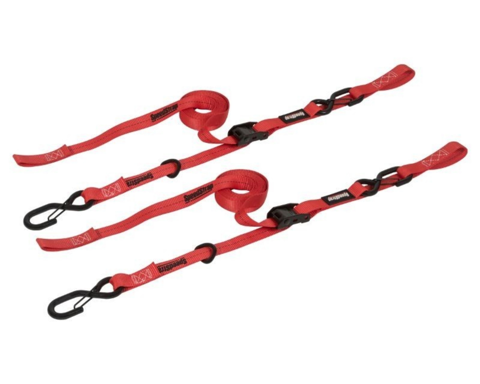 Picture of SpeedStrap 1In x 10Ft Cam-Lock Tie Down with Snap S-Hooks Soft-Tie 2 Pack - Red