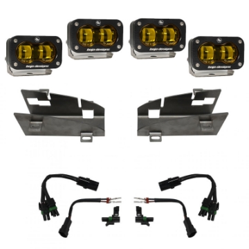 Picture of Baja Designs 19-22 Dodge RAM 1500 Rebel - 21-22 1500 TRX S2 SAE Dual Fog Pocket Light Kit - Amber