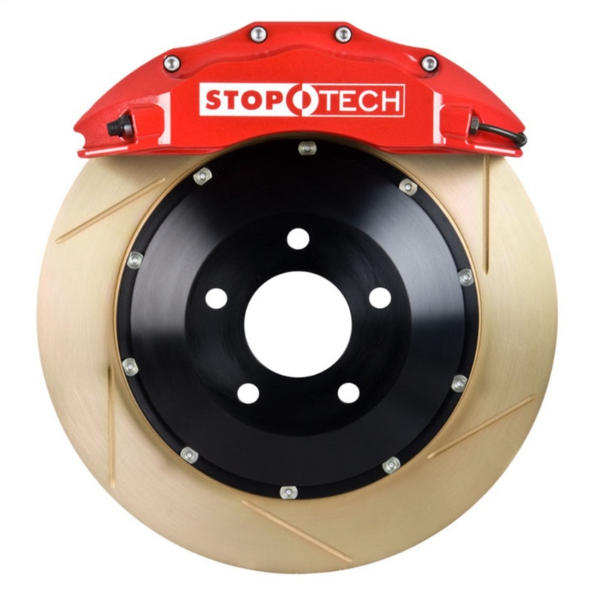 Picture of StopTech Porsche 911 05-10 Carrera Front BBK ST-60 Caliper Red - 2pc Zinc Slotted 380x32mm Rotor