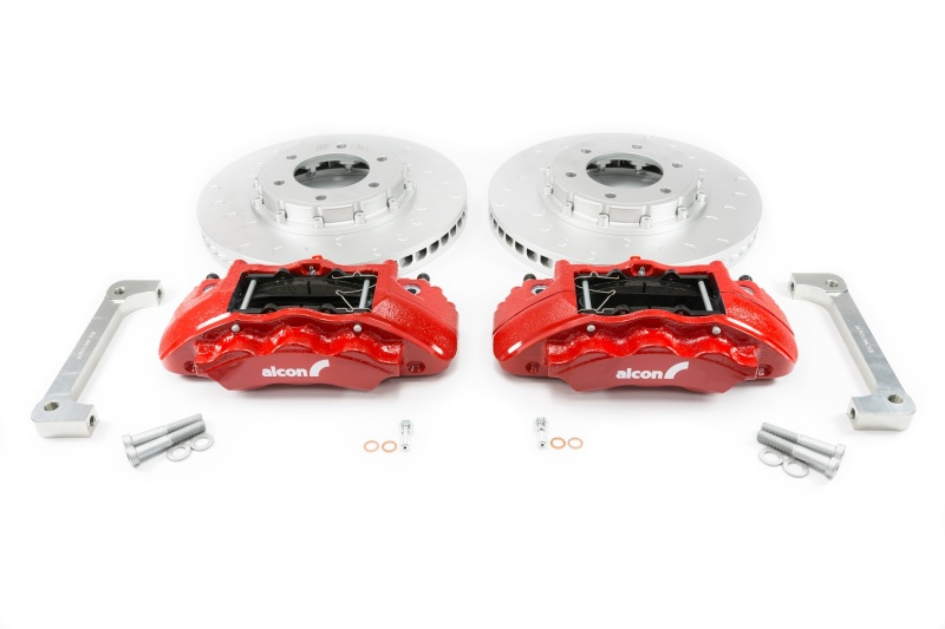 Picture of Alcon 2019+ Ford Ranger-2020+ Bronco 2-3L 350x34mm Rotors 6-Piston Red Calipers Front Brake Kit