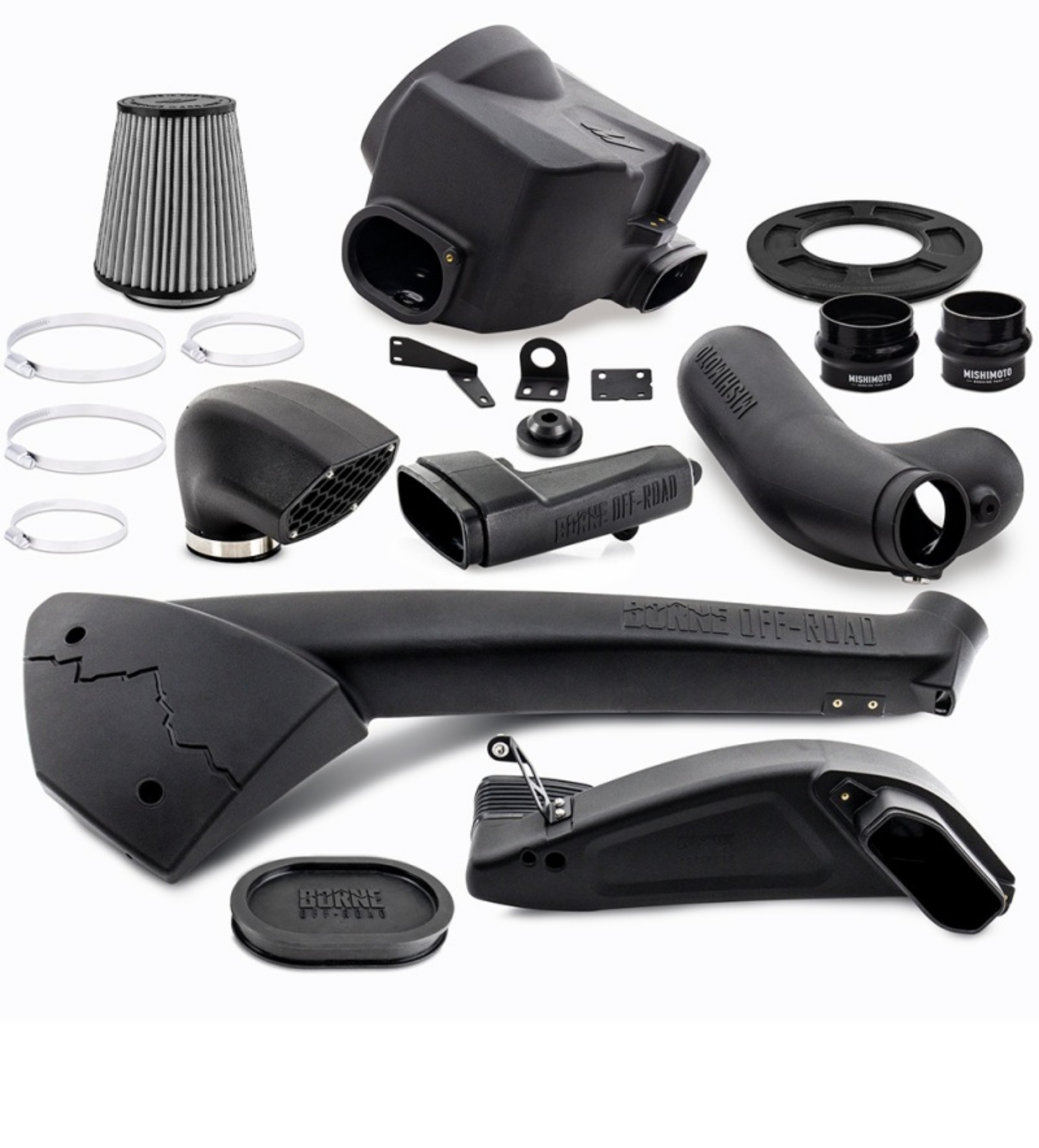 Picture of Borne Off-Road 17+ Ford F-150 3-5L Snorkel and Performance Intake w- Dry Washable Filter