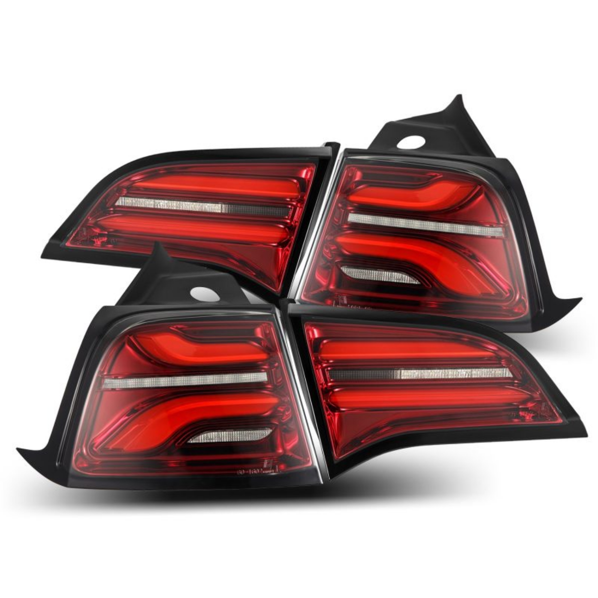 Picture of AlphaRex 17-22 Tesla Model 3 PRO-Series LED Tail Lights Red Smoke w-Seq Sig