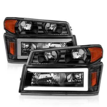 Picture of ANZO 04-12 GM Colorado-Canyon-I-Series Crystal Headlights - w- Light Bar Black Housing 4pcs