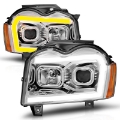 Picture of ANZO 05-07 Jeep Grand Cherokee Projector Headlights - w- Light Bar Switchback Chrome Housing