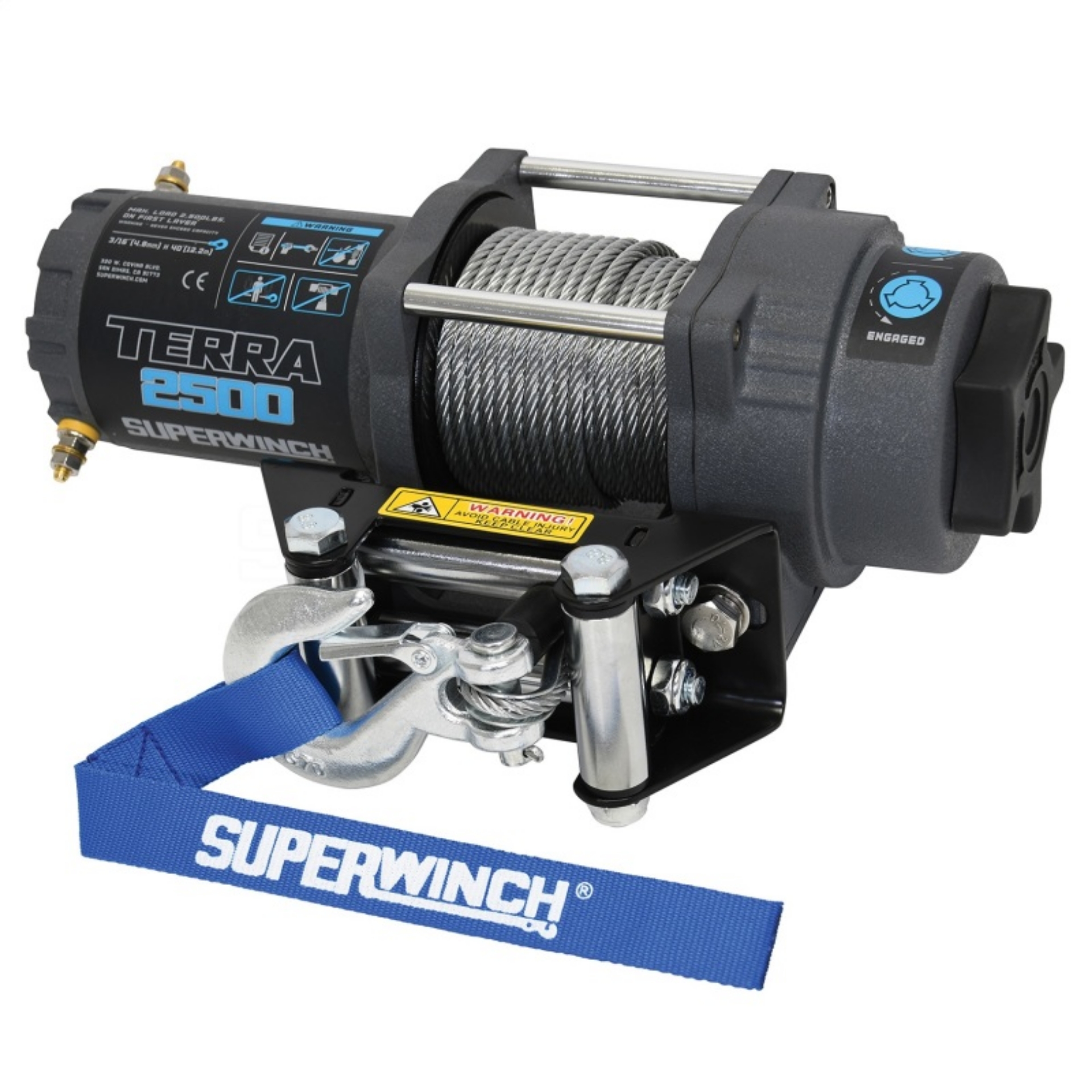 Picture of Superwinch 2500 LBS 12V DC 3-16in x 40ft Steel Rope Terra 2500 Winch - Gray Wrinkle