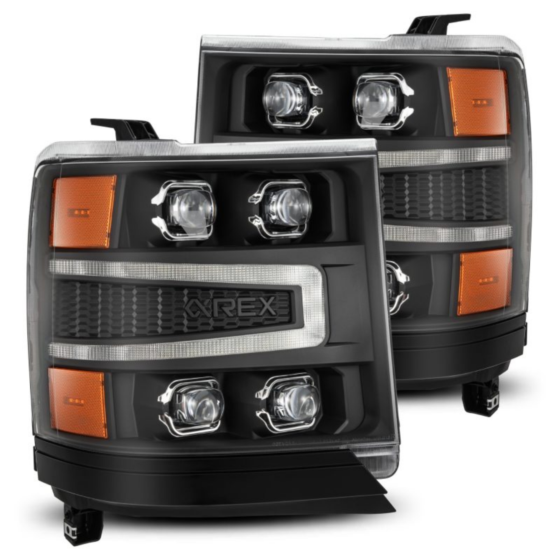 Picture of AlphaRex 16-18 Chevy 1500HD NOVA-Series LED Proj Headlights BK w-Actv Lgt-SeqSig & DRL Req 810023