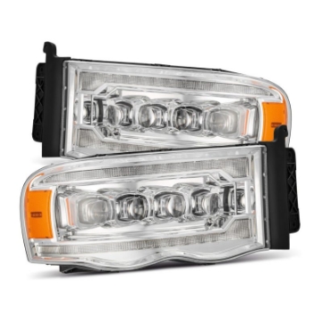 Picture of AlphaRex 02-05 Dodge Ram 1500 NOVA LED Proj Headlights Plank Style Chrome w-Activ Light-Seq Signal