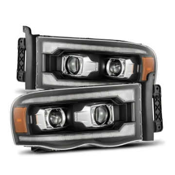 Picture of AlphaRex 02-05 Dodge Ram 1500 LUXX LED Proj Headlights Plank Style Black w-Activ Light-Seq Signal