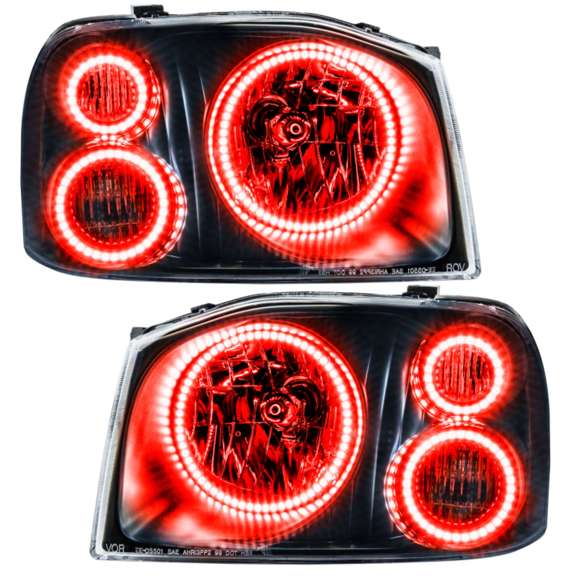 Picture of Oracle Lighting 01-04 Nissan Frontier Pre-Assembled LED Halo Headlights -Red SEE WARRANTY