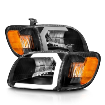 Picture of ANZO 00-04 Toyota Tundra Fits Reg-Acc Cab Only Crystal Headlights w-Light Bar Black w-Corner Light