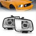 Picture of ANZO 05-09 Ford Mustang w-Factory Halogen HL Only Projector Headlights w-Light Bar Chrome Housing