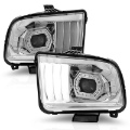 Picture of ANZO 05-09 Ford Mustang w-Factory Halogen HL Only Projector Headlights w-Light Bar Chrome Housing