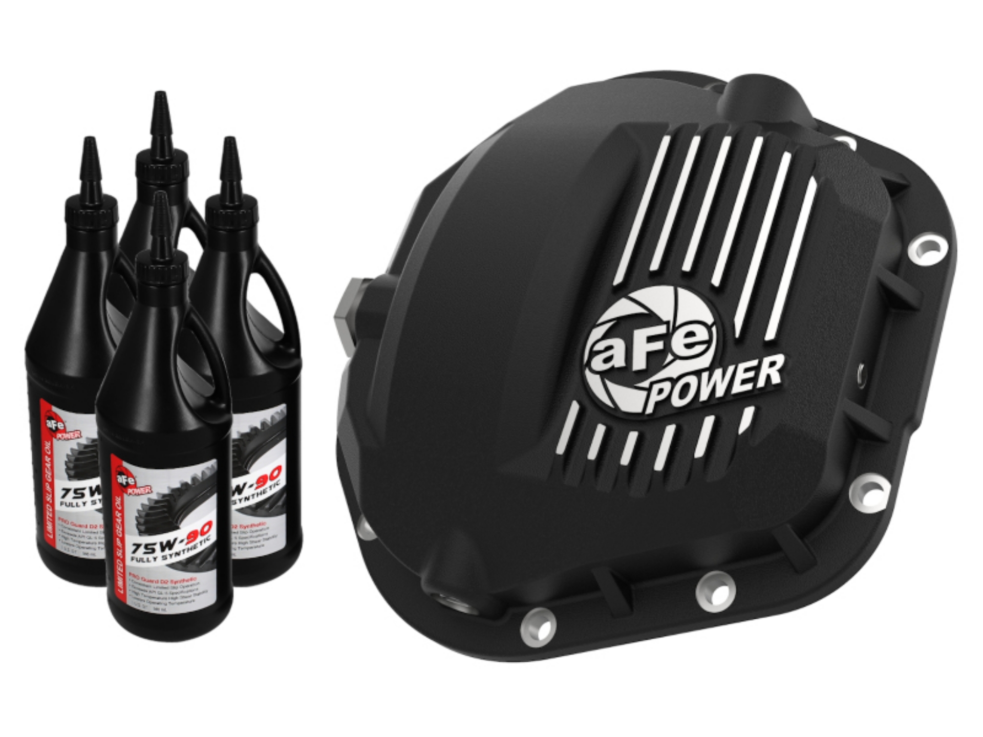 Picture of aFe Pro Series Front Diff Cover Black w- Machined Fins 17-21 Ford Trucks Dana 60 w- Gear Oil