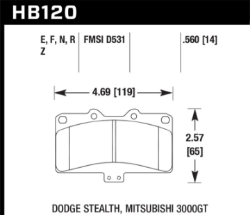 Picture of Hawk Mitsubishi 3000 GT VR4- Dodge Stealth R-T 4WD HP+ Street Front Brake Pads