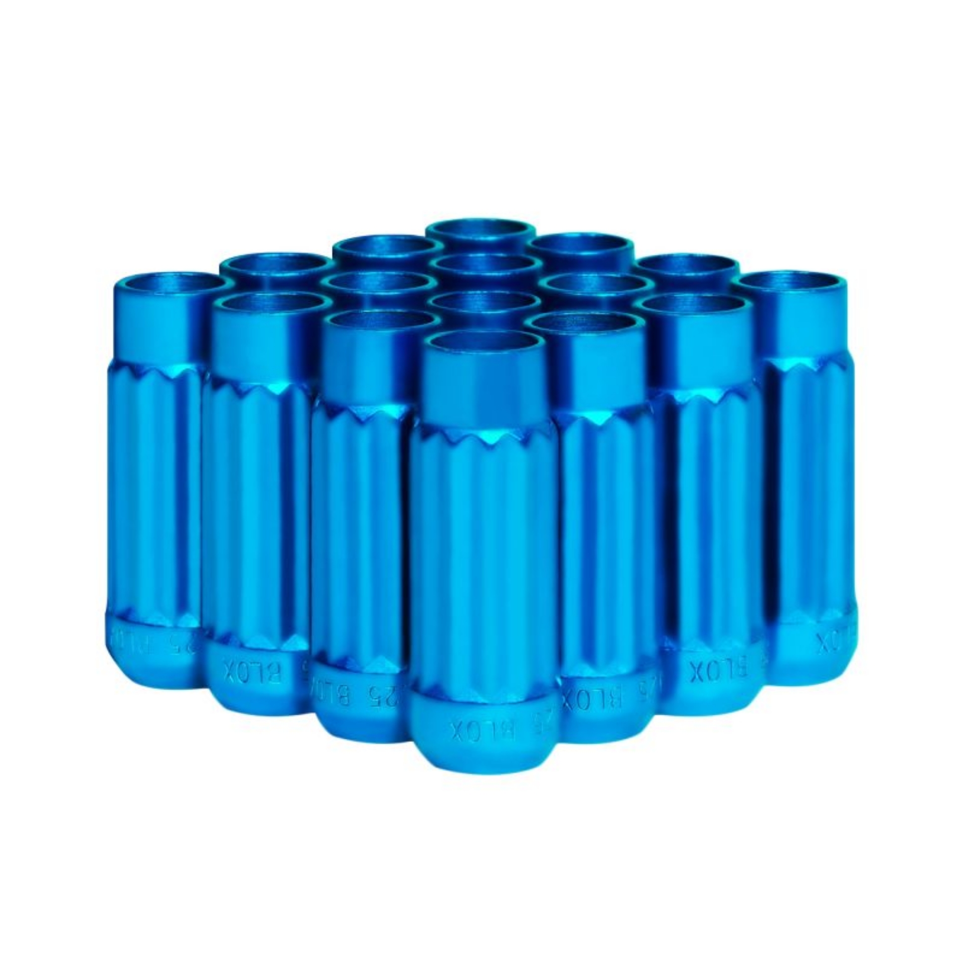 Picture of BLOX Racing Tuner 12P17 Steel Lug Nuts - Blue 12x1-5 Set of 16 12-Sided 17mm