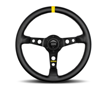 Picture of Momo MOD07 Steering Wheel 350 mm -  Black Leather-Black Spokes-1 Stripe