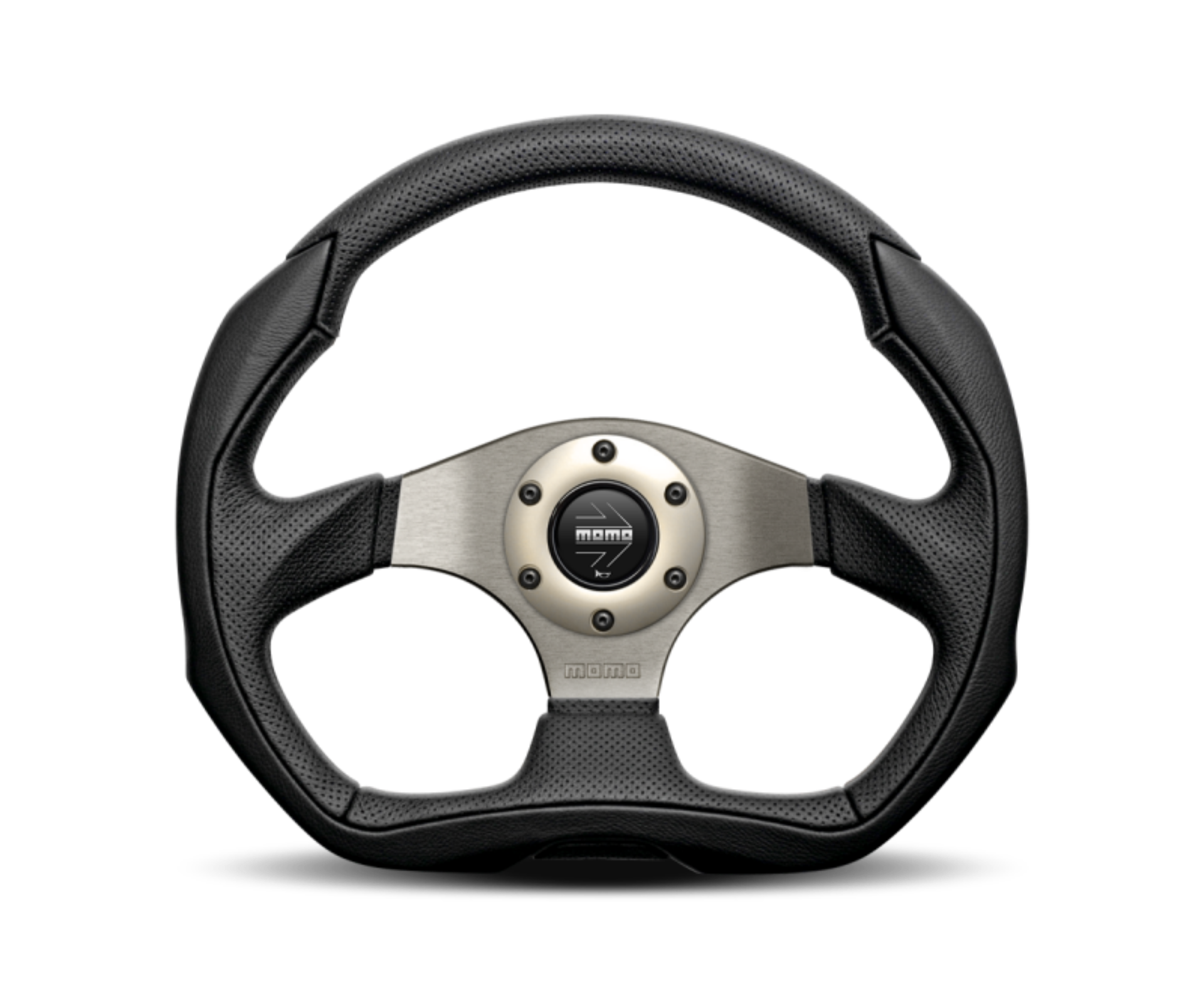 Picture of Momo Eagle Steering Wheel 350 mm - Black Leather-Anth Spokes