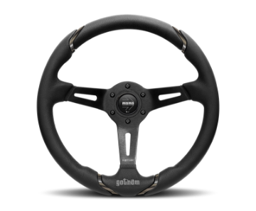 Picture of Momo Gotham Steering Wheel 350 mm - Black Leather-Black Spokes