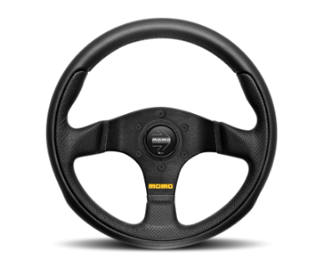 Picture of Momo Team Steering Wheel 280 mm - 4 Black Leather-Black Spokes