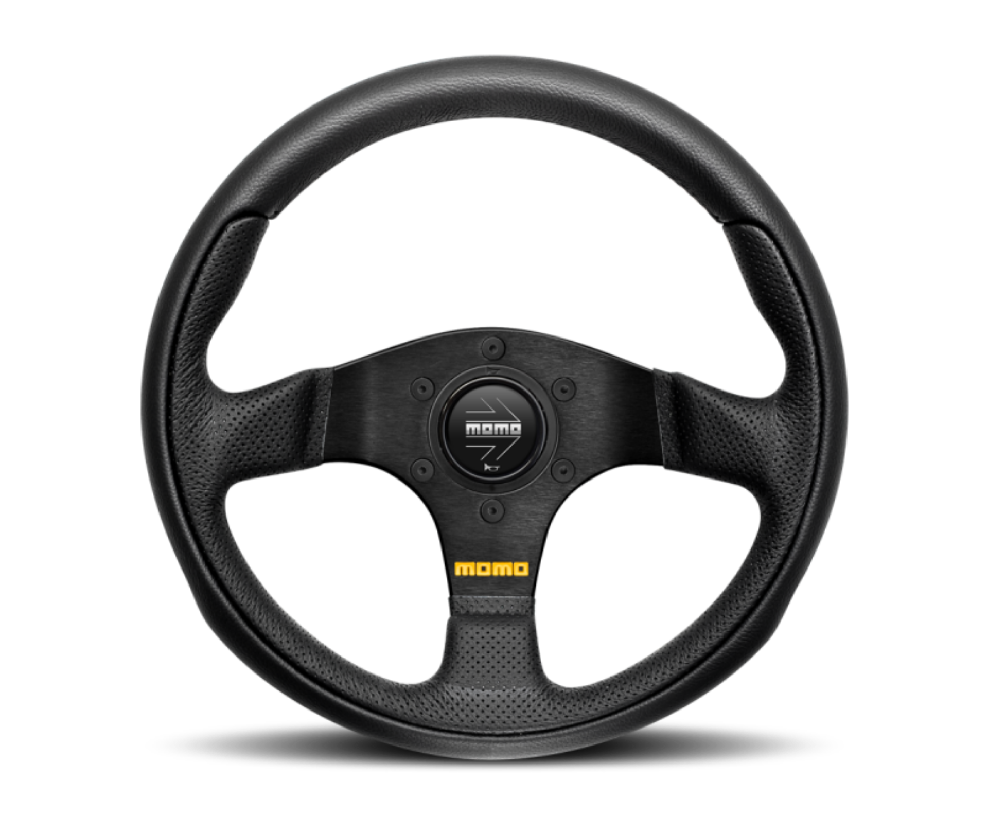 Picture of Momo Team Steering Wheel 300 mm - 4 Black Leather-Black Spokes