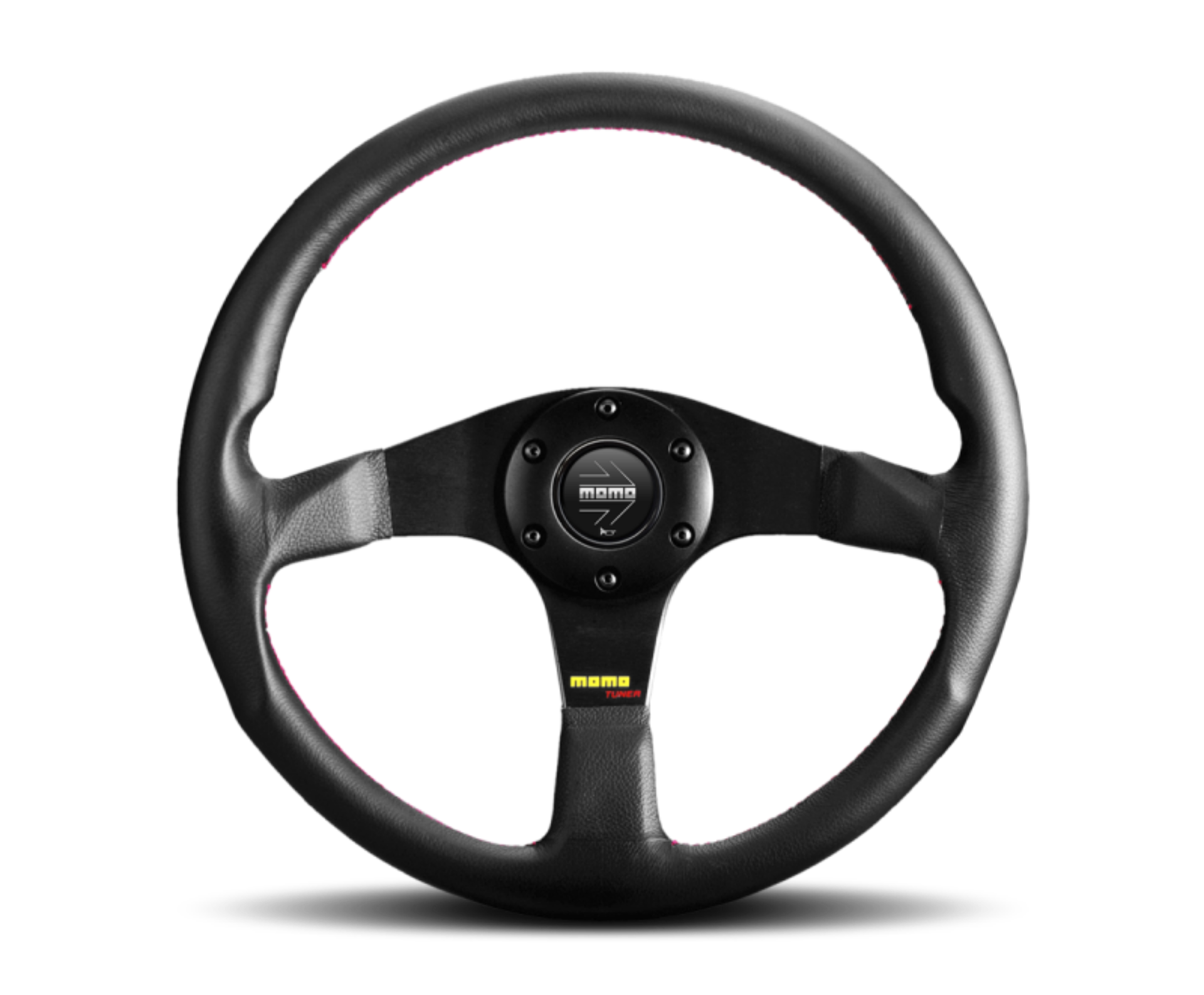 Picture of Momo Tuner Steering Wheel 350 mm - Black Leather-Red Stitch-Black Spokes