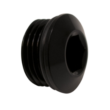 Picture of DeatschWerks 8AN ORB Male Plug Low Profile Internal Allen-Hex Incl O-Ring Anodized Matte Black