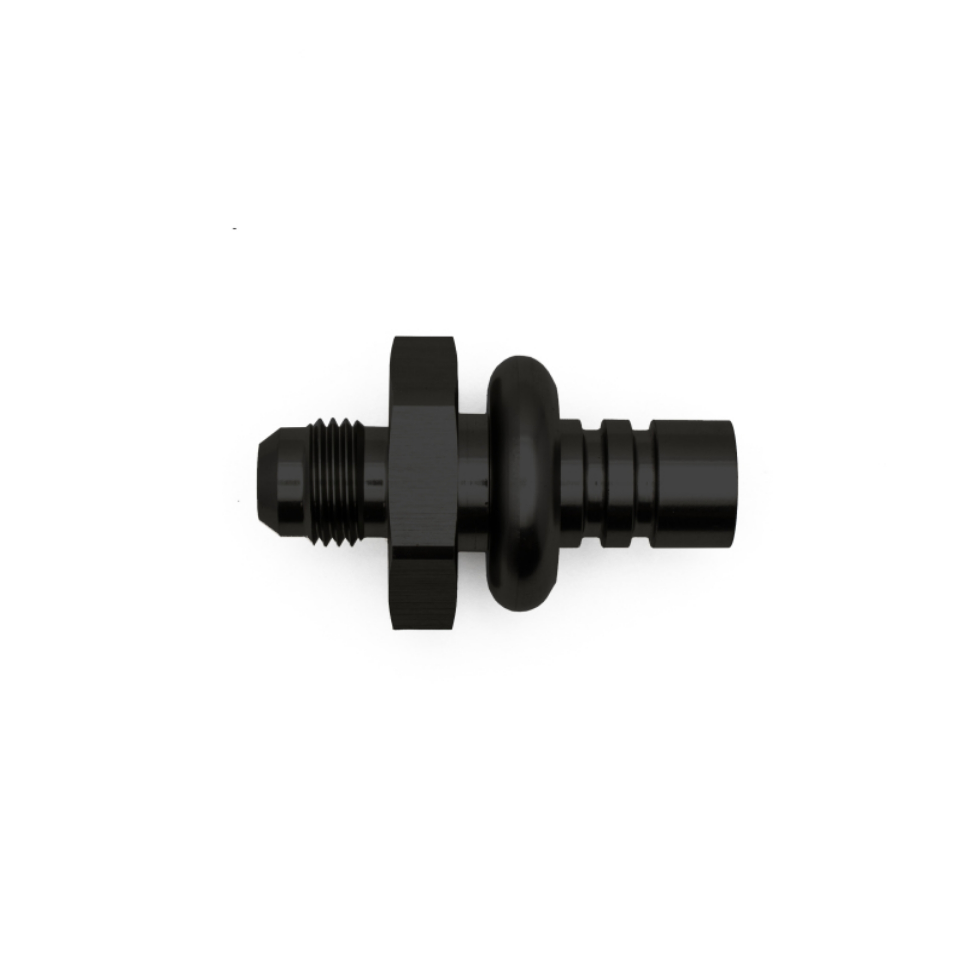 Picture of DeatschWerks 6AN Male Flare to 1-2in Ford Male EFI Quick Connect Adapter - Anodized Matte Black