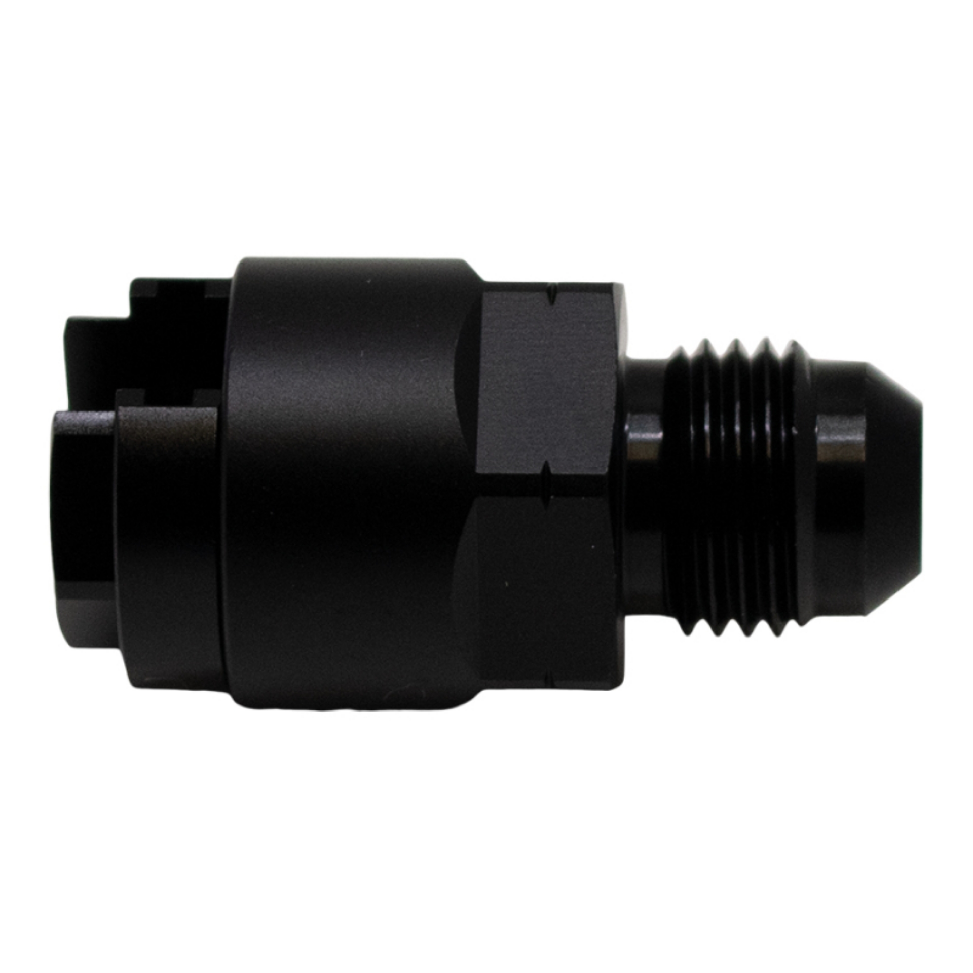 Picture of DeatschWerks 6AN Male Flare to 1-4in Female EFI Quick Connect Adapter - Anodized Matte Black