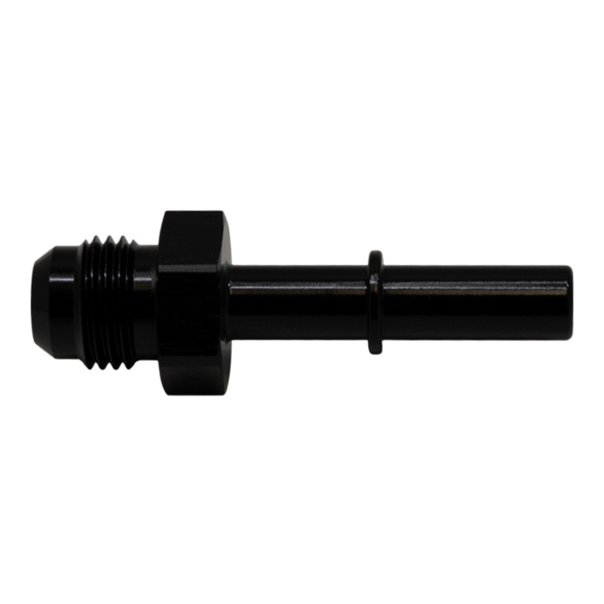 Picture of DeatschWerks 6AN Male Flare to 5-16in Male EFI Quick Connect Adapter - Anodized Matte Black