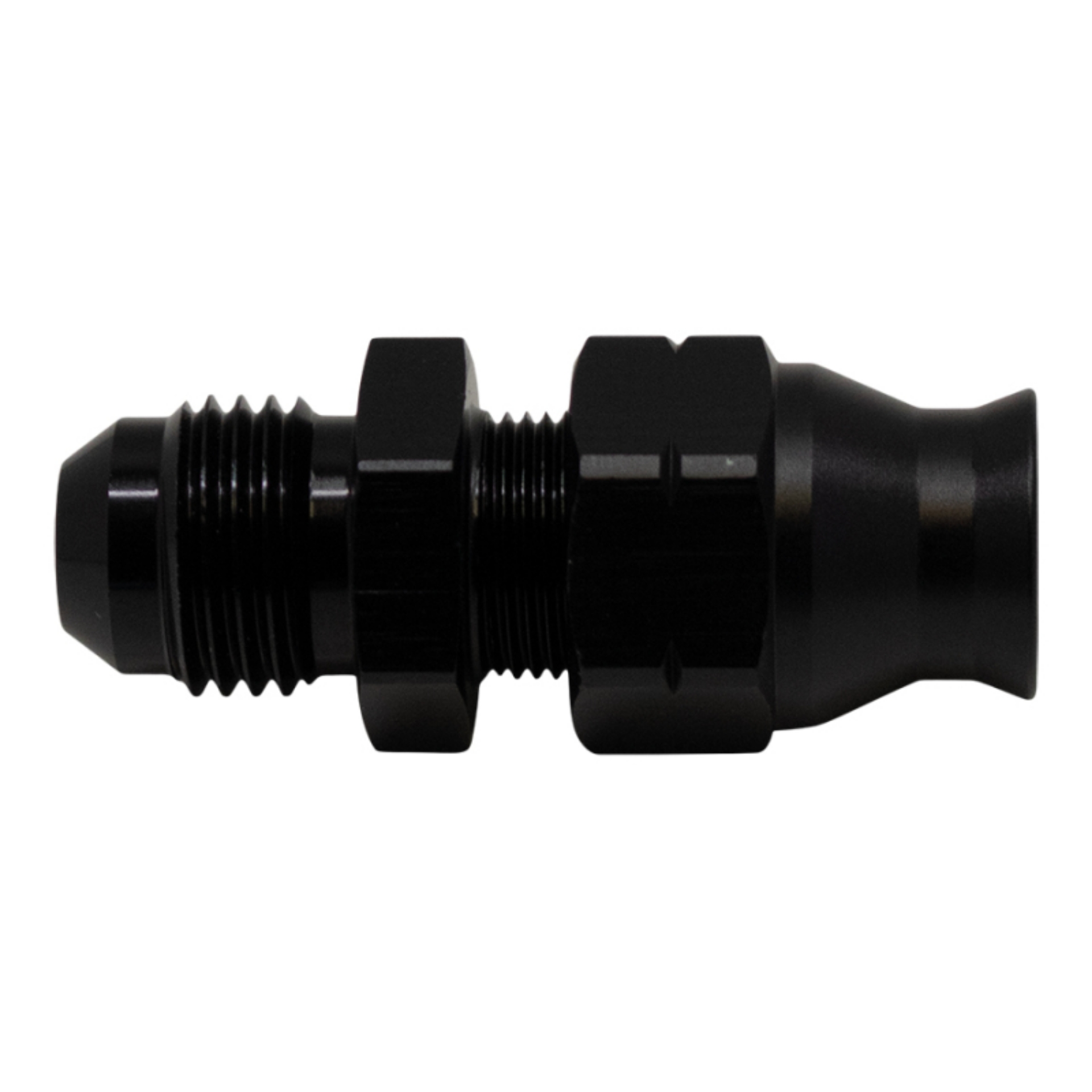 Picture of DeatschWerks 6AN Male Flare to 5-16in Hardline Compression Adapter - Anodized Matte Black