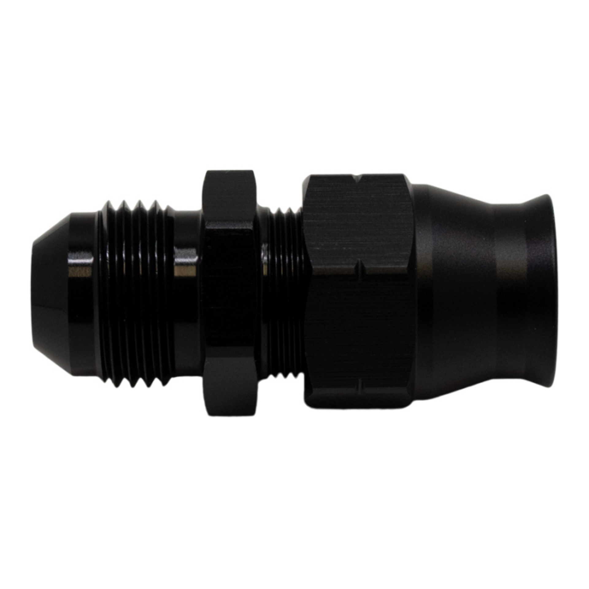 Picture of DeatschWerks 8AN Male Flare to 1-2in Hardline Compression Adapter - Anodized Matte Black