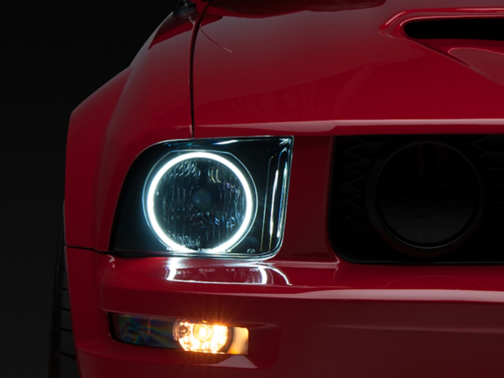 Picture of Raxiom 05-09 Ford Mustang GT V6 Axial Series CCFL Halo Projector Headlight- Blk Housing Smkd Lens