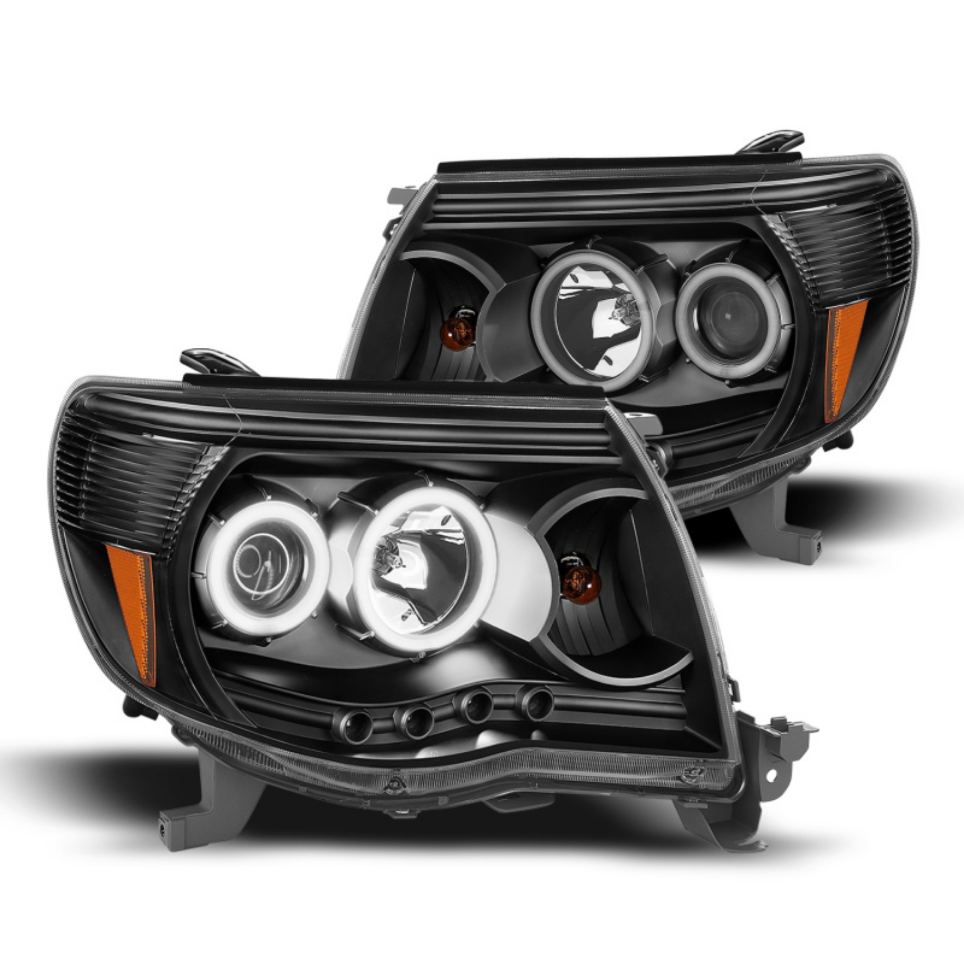 Picture of Raxiom 05-09 Tacoma Super White LED Halo Projector Headlights- Black Housing Clear Lens