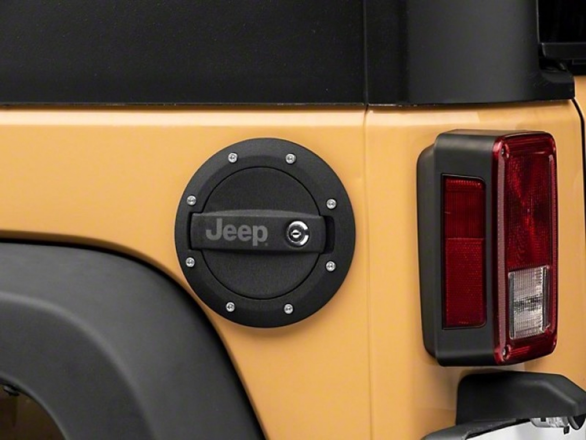 Picture of Officially Licensed Jeep 07-18 Jeep Wrangler JK Locking Fuel Door w- Engraved Jeep Logo