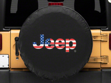 Picture of Officially Licensed Jeep 66-18 CJ5- CJ7-Wrangler YJ- TJ-JK American Flag Logo Spare Tire Cover-32In