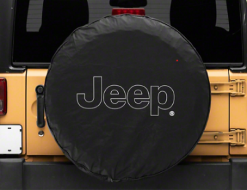 Picture of Officially Licensed Jeep 66-18 CJ5- CJ7- Wrangler YJ- TJ-JK Outline Logo Spare Tire Cover- 31Inch