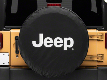 Picture of Officially Licensed Jeep 66-18 CJ5- CJ7- Wrangler YJ- TJ-JK White Logo Spare Tire Cover- 31Inch