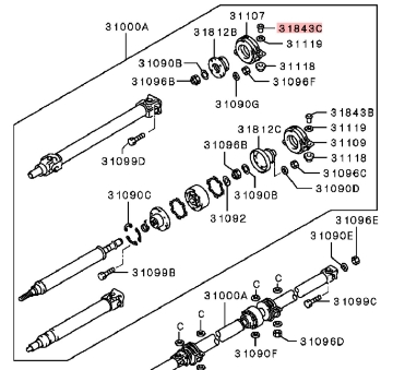 Picture of Driveshaft Carrier Bearing Spacer MB505658